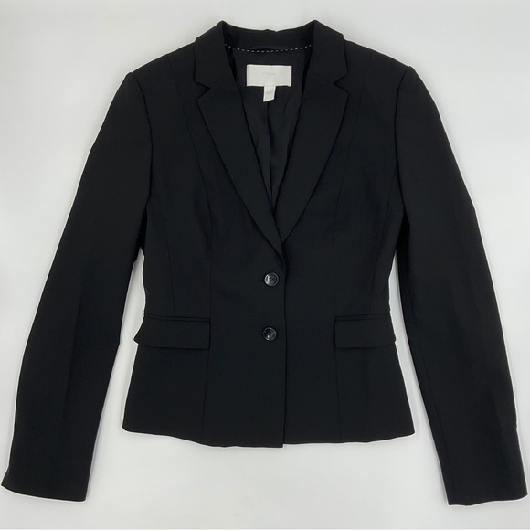 Hugo Boss RARE Jaru Italian Stretch Wool Blazer Black Tailored Tapered EUC US 6 - Picture 2 of 16